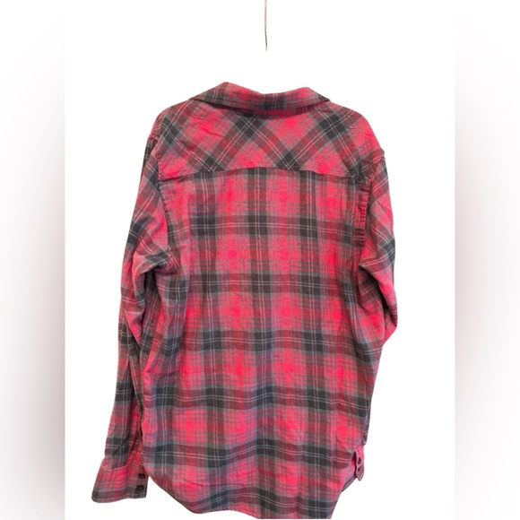 Rude Men’s Plaid Flannel Shirt Red Black Grunge Skater Emo Punk Alt Button-Up S - Picture 3 of 7